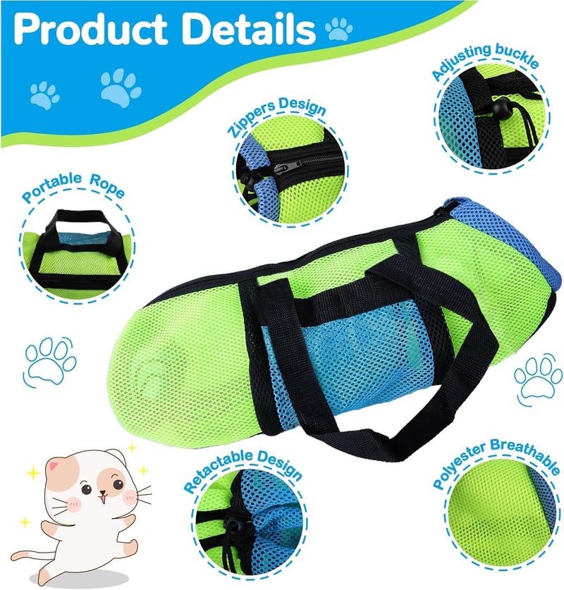 AWOOF Cat Grooming Bag Adjustable Cat Bathing Bag Anti Scratch Bite Polyester Soft Durable Mesh Cat Shower Bag for Small Medium Large Cats - Image 2
